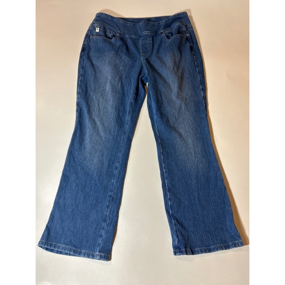 Belle by Kim Gravel Jeans Womens 14P Blue Excellent Bootcut Pull-On TripleLuxe